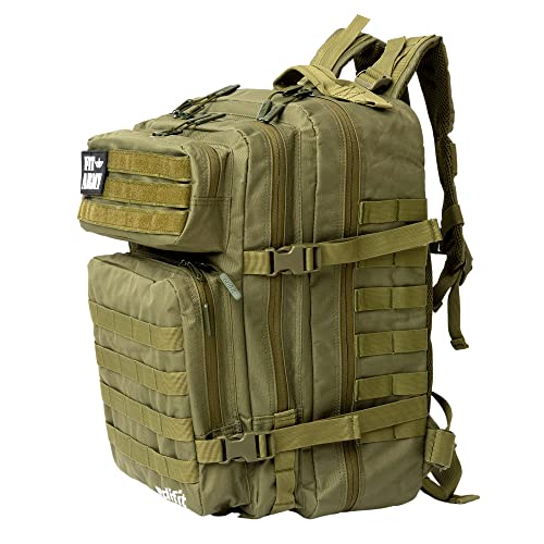 EDIFIT, Mochila Crossfit, 45L, Militar, Tactica, para Gimnasio, Senderismo, Acampada o Supervivencia, Unisex, Resistente, con Multiples Bolsillos (Verde)