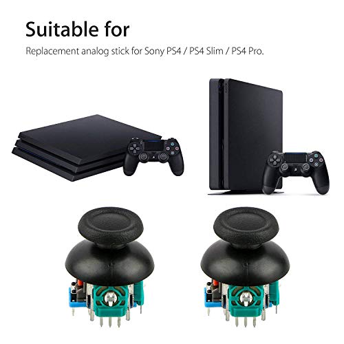 EEEKit 2 Piezas 3D Joystick Analogico, 2 Piezas de Repuesto de Barras de Pulgares + Herramienta de Destornilladores para PS4 / PS4 Slim / PS4 Pro Controller