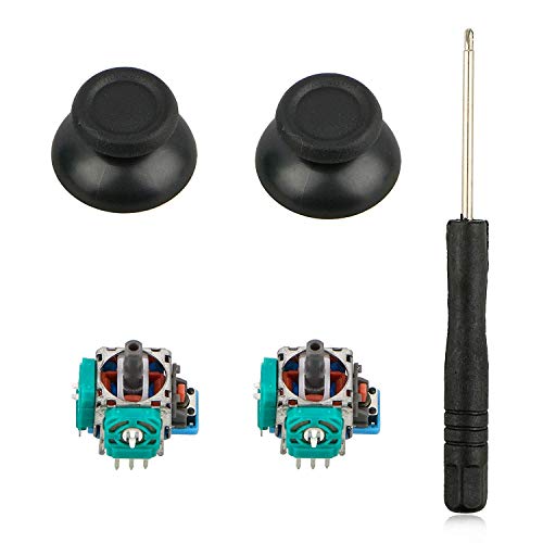 EEEKit 2 Piezas 3D Joystick Analogico, 2 Piezas de Repuesto de Barras de Pulgares + Herramienta de Destornilladores para PS4 / PS4 Slim / PS4 Pro Controller