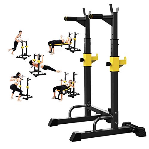 EEUK Soporte para Barra Stand en Cuclillas Rack de Press de Banca Ajustable Multifunción Levantamiento de Pesas Gimnasio Entrenamiento de Fuerza en Interiores, 250 kg de Carga Máxima