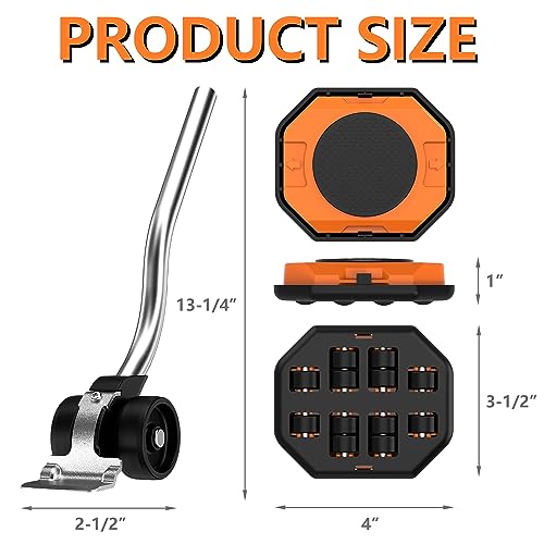 El Innovador Elevador y Deslizador de Muebles para Muebles Pesados, con Control de Altura, Mueve Fácilmente Objetos Pesados en Pisos de Madera y Alfombras (Naranja)