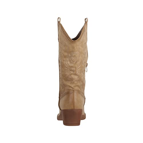 Elara Botas de Vaquero Mujer Estilo Motero Chunkyrayan 301-A32P Khaki PU-37