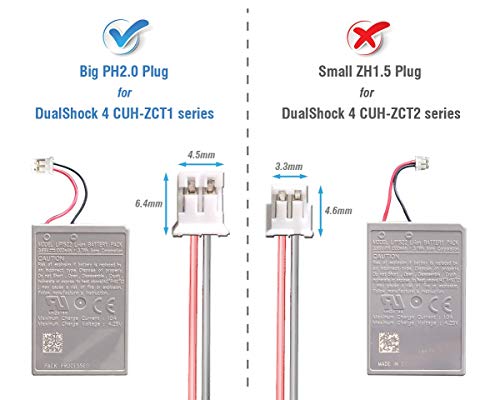 ElecGear 1x Batería de Repuesto para Controlador PS4 V1-3, Batería Recargable de 1500mAh para Playstation 4 Mando DualShock 4 CUH-ZCT1 LIP1522 con Enchufe Grande, Kit de Herramientas de Reparación