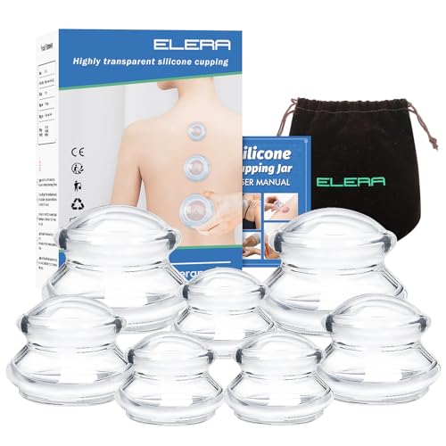 ELERA Ventosas de Silicona, Ventosas Celulitis Fisioterapia Copas, Masaje Corporal Vacío Chino, Terapia Ahuecamiento para Adultos, Relaja tus Musculos (7 Tazas)