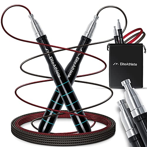 EliteAthlete Comba Crossfit - Cuerda Saltar Profesional Ajustables - Rodamiento de Bolas Profesional - Fitness Crossfit Boxeo - Jump Rope + Bolsa