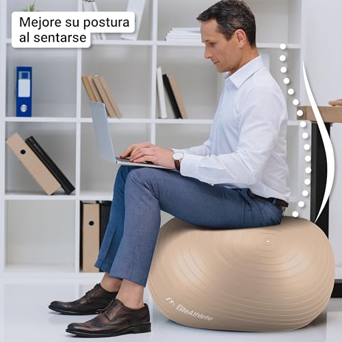 EliteAthlete Pelota de Pilates - Fitball 55 cm 65 cm 75 cm 85 cm - Pelota Embarazo - Bola Yoga Fitness - Balon de Gimnasia Ejercicios - Fit Ball Incl. Bomba de Aire