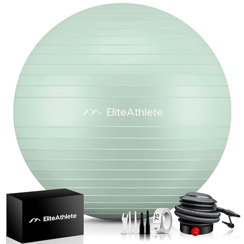 EliteAthlete Pelota de Pilates - Fitball 55 cm 65 cm 75 cm 85 cm - Pelota Embarazo - Bola Yoga Fitness - Balon de Gimnasia Ejercicios - Fit Ball Incl. Bomba de Aire