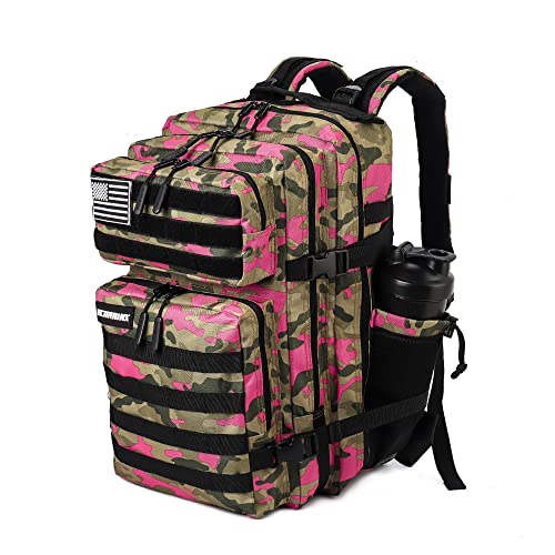 ELITRAINX Mochila 45L Táctica Militar USA Impermeable Deporte, Cabina Avión, CrossTraining, Aire Libre Deportes Gimnasio Portatil by ELITEX TRAINING (Rosa Camuflaje)