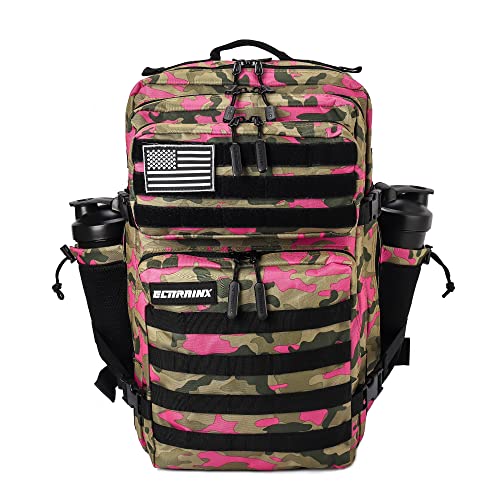 ELITRAINX Mochila 45L Táctica Militar USA Impermeable Deporte, Cabina Avión, CrossTraining, Aire Libre Deportes Gimnasio Portatil by ELITEX TRAINING (Rosa Camuflaje)