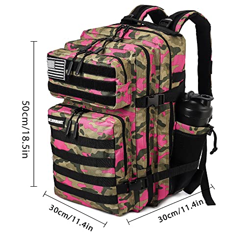 ELITRAINX Mochila 45L Táctica Militar USA Impermeable Deporte, Cabina Avión, CrossTraining, Aire Libre Deportes Gimnasio Portatil by ELITEX TRAINING (Rosa Camuflaje)