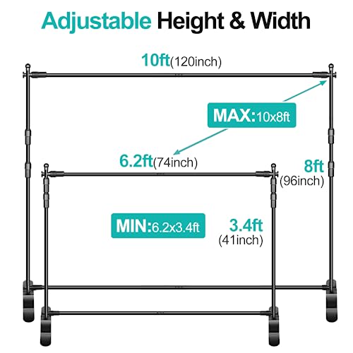 EMART Panel Publicitario 3 m x 2,4 m (Ancho x Alto) Photocall Estructura Soporte - Soporte de Exhibición de Tubo Telescópico Ajustable para Cabina de Fotografía Profesional Kit de Soporte de Fondo