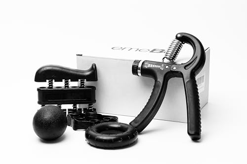 EmeBé Ejercitador de Brazo, Antebrazo y Mano - Hand Grip, Pelota de Rehabilitación, Gripper - Fortalecedor de Dedos y Agarre - Accesorio para Gimnasio y Deporte - Set de 5 Piezas