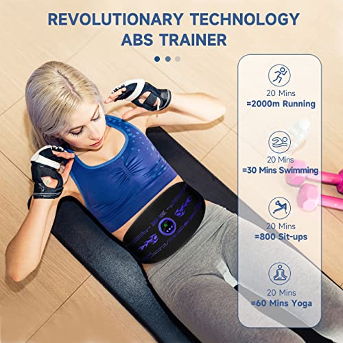 EMS Electroestimulador Muscular, Abdominales Electroestimulacion, Abdominales Cinturón, Masajeador Eléctrico Cinturón, 6 Modos y 15 Niveles de Intensidad (Hombres/Mujeres)