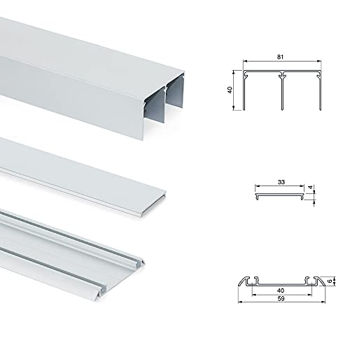 EMUCA - Sistema corredero para Armario 2 Puertas Rodadura Inferior, Espesor 16 mm, Cierre Suave, tableros no incluidos, perfiles Aluminio, Anodizado Mate