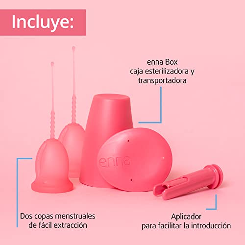 enna cycle EASY CUP Talla S - 2 Copas Menstruales + Aplicador + Caja Esterilizadora y de transporte