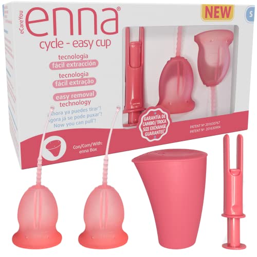 enna cycle EASY CUP Talla S - 2 Copas Menstruales + Aplicador + Caja Esterilizadora y de transporte