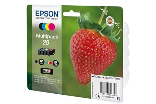 Epson C13T29864012 - Cartucho de tóner para XP235, negro, amarillo, magenta, cian, paquete estándar válido para los modelos XP-235, XP-245, XP-247 y otros, Estándar