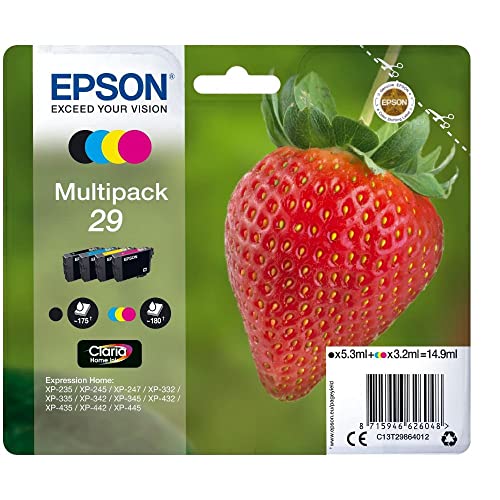 Epson C13T29864012 - Cartucho de tóner para XP235, negro, amarillo, magenta, cian, paquete estándar válido para los modelos XP-235, XP-245, XP-247 y otros, Estándar