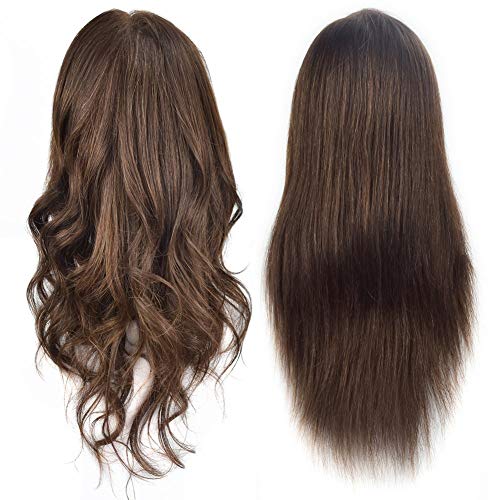 ErSiMan-AW Cabeza de maniquí profesional para mujer con pelo 100% humano de 45,72 cm, con abrazadera de mesa