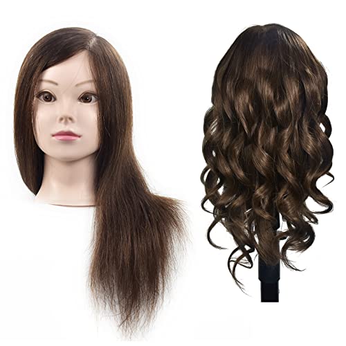 ErSiMan-AW Cabeza de maniquí profesional para mujer con pelo 100% humano de 45,72 cm, con abrazadera de mesa