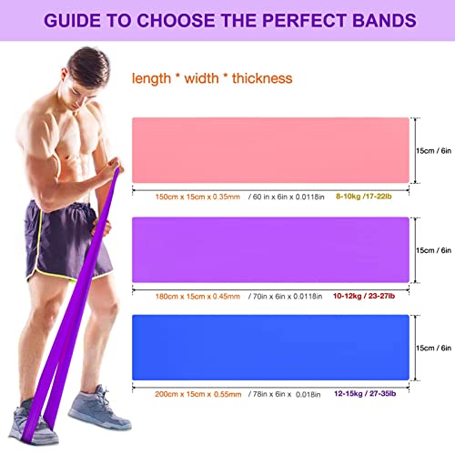 ERUW Bandas Elasticas Fitness Set de 3 Resistencias Látex Banda de Ejercicios Yoga Pilates Bands para Fisioterapia Rehabilitación, Crossfit, Mujer y Hombre en el Hogar Entrenamiento de Fuerza