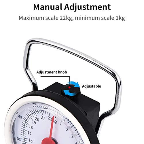 Escala de equipaje manual, Plástico Báscula para Equipaje de 22 kg con cinta métrica (1m),22KG 2 in 1