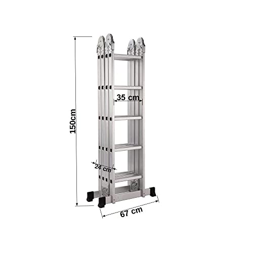 Escalera Articulada Plegable Multifunción Aluminio 4x5 Escalones 5,82m Treppe