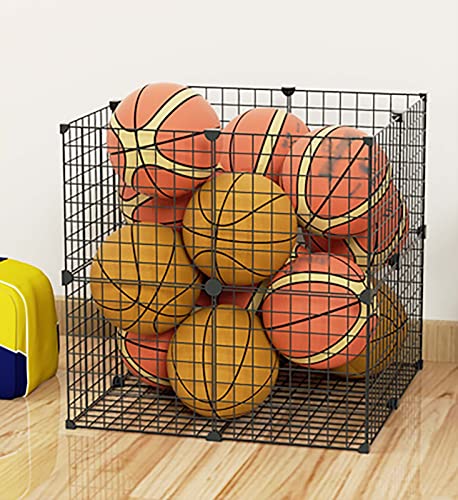 Estante de baloncesto Casillero de Bolas Cuadrado Ahuecado para Bolas de Tipo, Jaula de Pelota de Voleibol de Bolas de Rugby de Metal Estable, para Grupo de Juegos, Sótano, Gimnasio, Habitación de Niñ