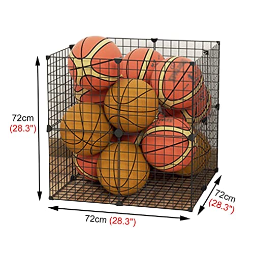 Estante de baloncesto Casillero de Bolas Cuadrado Ahuecado para Bolas de Tipo, Jaula de Pelota de Voleibol de Bolas de Rugby de Metal Estable, para Grupo de Juegos, Sótano, Gimnasio, Habitación de Niñ