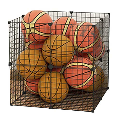 Estante de baloncesto Casillero de Bolas Cuadrado Ahuecado para Bolas de Tipo, Jaula de Pelota de Voleibol de Bolas de Rugby de Metal Estable, para Grupo de Juegos, Sótano, Gimnasio, Habitación de Niñ