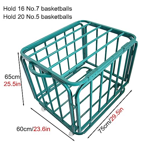 Estante de Pelota Bloqueable Pelota de Deportes Organizador de Equipos, Plegable Vóleibol Pelotas de Baloncesto Jaula de Almacenamiento de Balones de Fútbol, Fácil de Mover ( Size : 70x60x65cm )