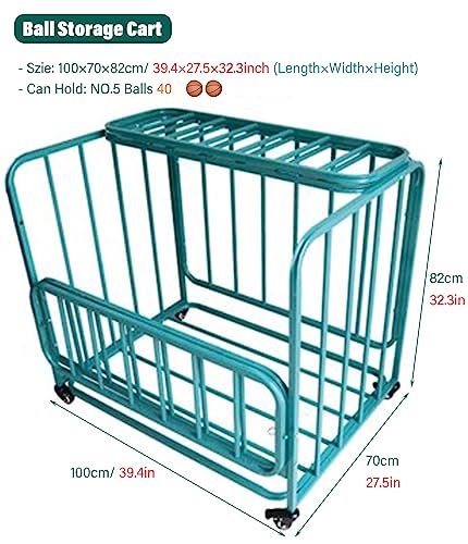 Estante de Pelota Cesta De Almacenaje Para Balones Jaula De Baloncesto Para Jardín De Infancia/ Organizador De Material Deportivo Con Ruedas Y Tapas, Interior Exterior ( Color : Green , Size : 100x70x