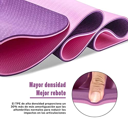 Esterilla Antideslizante para Pilates, Fitness - Deporte en Casa - Alfombra Plegable - Colchoneta Gimnasia - Incluye Bolsa - Mat Yoga - Rosa