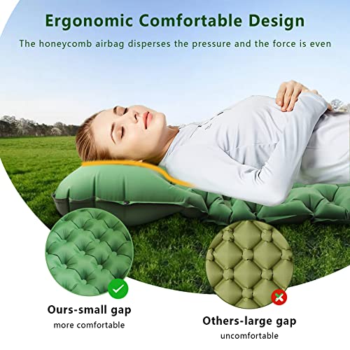 Esterilla Camping Autohinchable, Espesar Colchoneta de Camping Hinchable con Bomba de Pie, Colchones Autoinflable con Almohada Plegable Ultraligero Impermeable para Camping Viajes, Playa, Senderismo