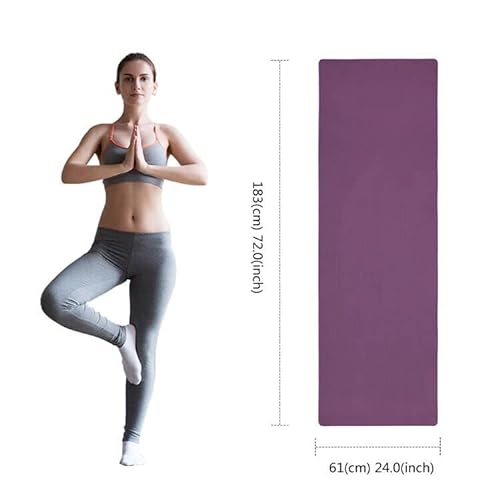 Esterilla de yoga antideslizante y respetuosa con el medio ambiente TPE con correa de transporte, esterilla de gimnasia para pilates, entrenamiento de fitness, 183 x 61 x 0,6 cm (Lila-Rosa)