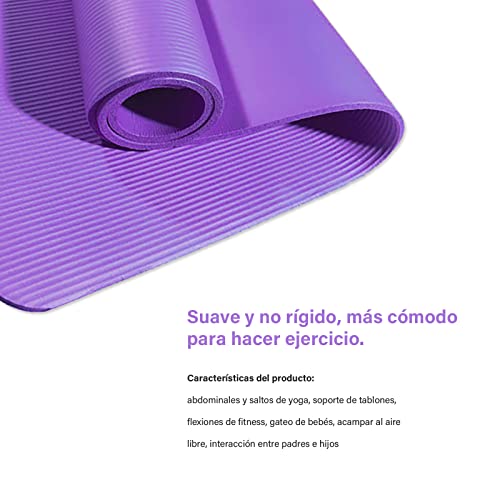 Esterilla Deporte Yoga Pilates Fitness Colchoneta Gimnasia Antideslizante,alfombras yoga NBR Alta Densidad Gruesa 8mm Diseñada para Pilates y Entrenamiento (8MM-MORADO)