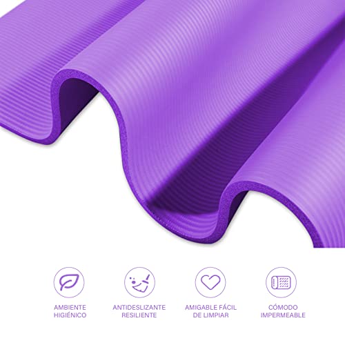 Esterilla Deporte Yoga Pilates Fitness Colchoneta Gimnasia Antideslizante,alfombras yoga NBR Alta Densidad Gruesa 8mm Diseñada para Pilates y Entrenamiento.(8MM-NEGRO)