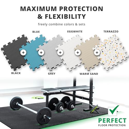 Esterilla Fitness Puzzle para Suelos de Gimnasio | Set de Protección Goma Espuma Losas Caucho para Máquinas de Deporte, Alfombrilla Protector Expandible Tatami Tapiz Alfombra Colchonetas Pesas Gym