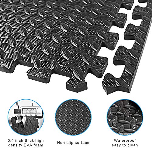 Esterilla Fitness Puzzle para Suelos de Gimnasio[30 x 30 cm] 20 Tatami Puzzle Alfombra Espuma Suave para Salas y máquinas de Fitness - Antideslizante - Color negro