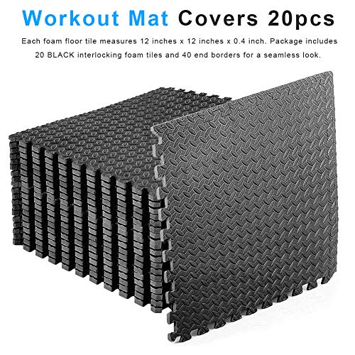 Esterilla Fitness Puzzle para Suelos de Gimnasio[30 x 30 cm] 20 Tatami Puzzle Alfombra Espuma Suave para Salas y máquinas de Fitness - Antideslizante - Color negro