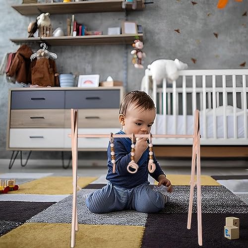 Estructura de gimnasio de madera - Marco de madera de pino ecológico | Juguetes de desarrollo temprano para guardería, sala de recién nacidos, sala de estar, centro de educación infantil Muntian