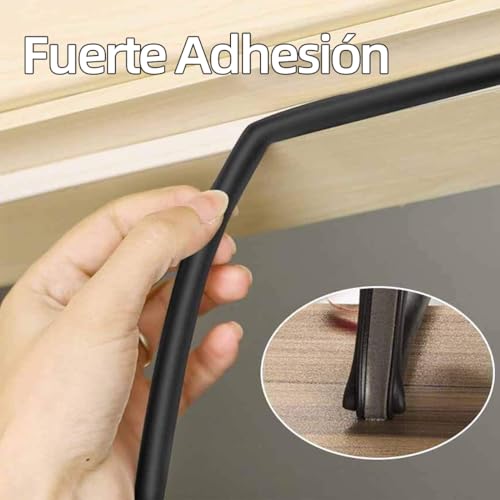 Esufeir 6M Negro Goma Burlete Puerta Tiras Sellado Ventana,Autoadhesivo Pvc Junta Cinta Insonorizar Aislante Frio para Marcos de Puertas Entrada Casa,Puerta Corredera Madera Aluminio, Puerta Coche