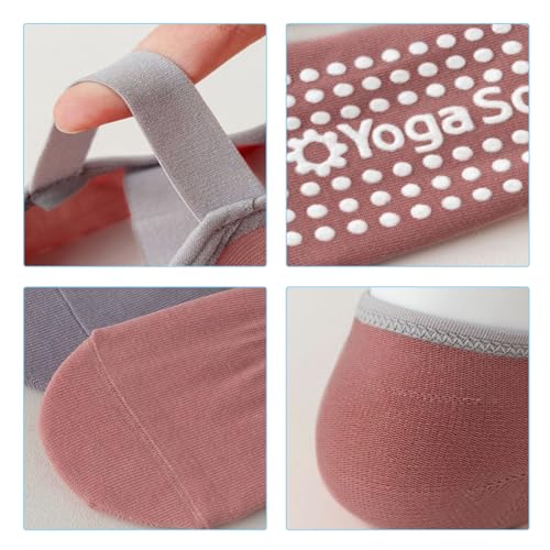 EUPSIIU 4 Pares Calcetines de Yoga Mujer Antideslizantes Pilates Calcetines, Calcetines Yoga Mujer Algodón Pilates Calcetines Deportivos para Yoga Fitness Ballet, UK 3-9 | EUR 36-38 (4 Colores)