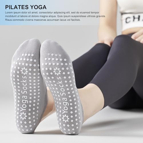 EUPSIIU 4 Pares Calcetines de Yoga Mujer Antideslizantes Pilates Calcetines, Calcetines Yoga Mujer Algodón Pilates Calcetines Deportivos para Yoga Fitness Ballet, UK 3-9 | EUR 36-38 (4 Colores)