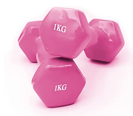 EUROXANTY Mancuernas brazos | Mancuernas de entrenamiento | Mancuernas vinilo | Entrenamiento en casa | Pesas entrenamiento | Mancuernas Gym | Pack 2 mancuernas | Rosa 2x1kg