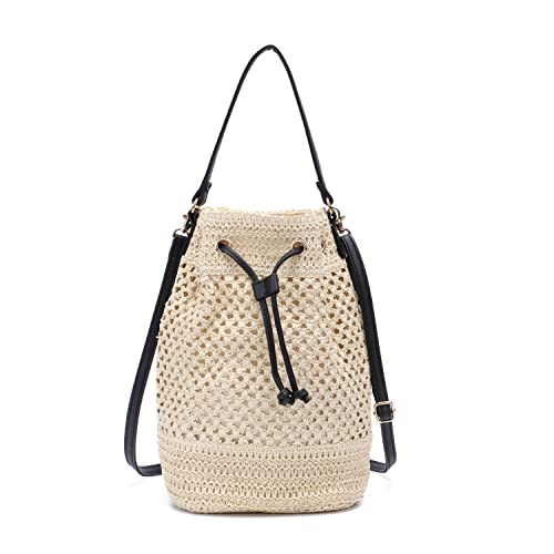 EVEOUT Bolsos Bandolera Tejido Paja Mujer Bolsos Totes Grande Verano Estilo Bohemio Shoppers y Bolsos de Hombro Paja Playa