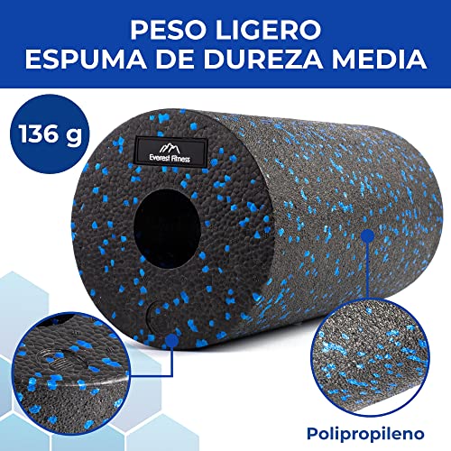 EVEREST FITNESS Rodillo fascial de 30 cm de dureza media en juego con libro de ejercicios (idioma español no garantizado), rodillo de masaje profesional para la espalda y la columna vertebral