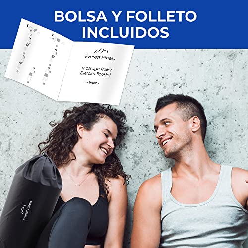 EVEREST FITNESS Rodillo fascial de 30 cm de dureza media en juego con libro de ejercicios (idioma español no garantizado), rodillo de masaje profesional para la espalda y la columna vertebral