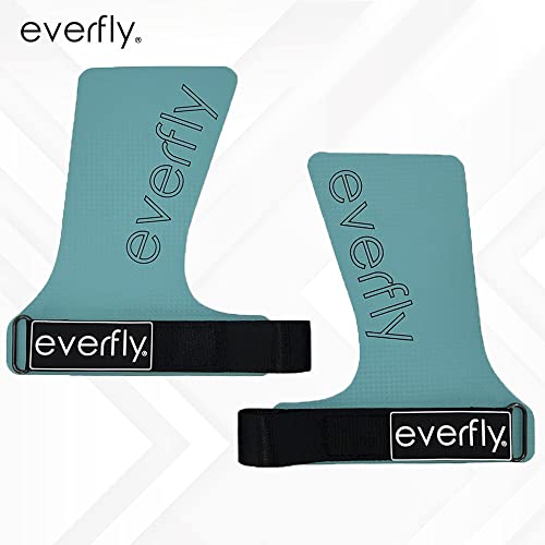 Everfly Calleras para Crossfit - Grips Sin Agujeros Fibra de Carbono – Guantes Gimnasio Hombre Mujer Protección de Manos - Diseño Ergonómico Guantes Gym Pesas Fitness Halterofilia (E+, TurqBlack)