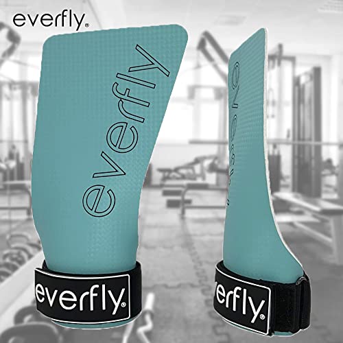 Everfly Calleras para Crossfit - Grips Sin Agujeros Fibra de Carbono – Guantes Gimnasio Hombre Mujer Protección de Manos - Diseño Ergonómico Guantes Gym Pesas Fitness Halterofilia (E+, TurqBlack)